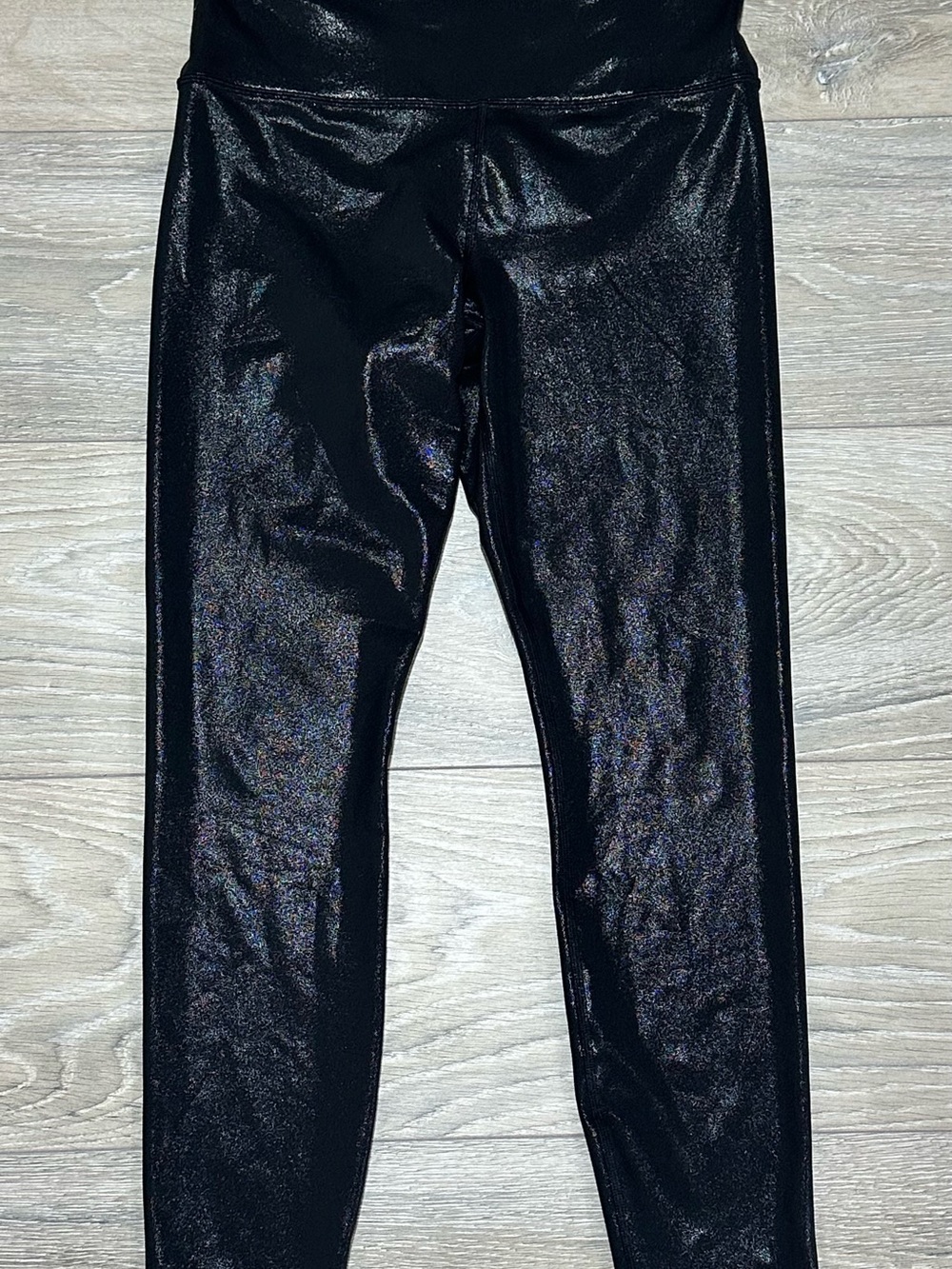 Athleta Elation Shine Tight Leggings Black Metallic Shimmer M